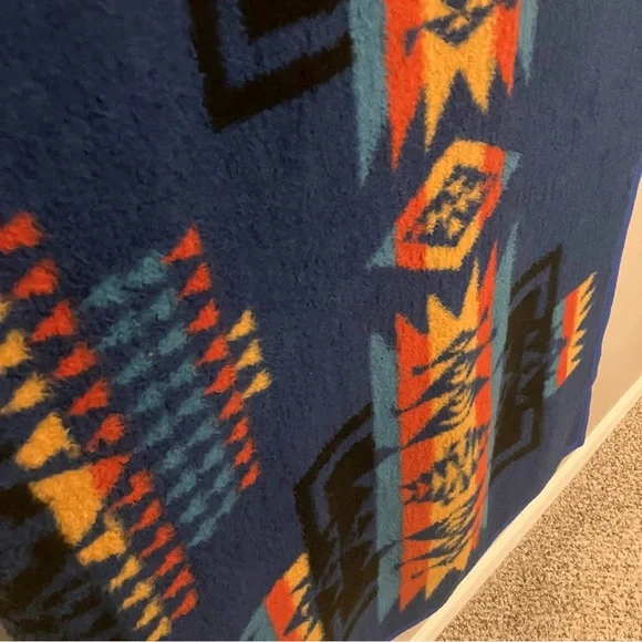 BIEDERLACK Vintage Aztec Southwestern Reversible Blanket 74”X55” Made In USA - Picture 8 of 11